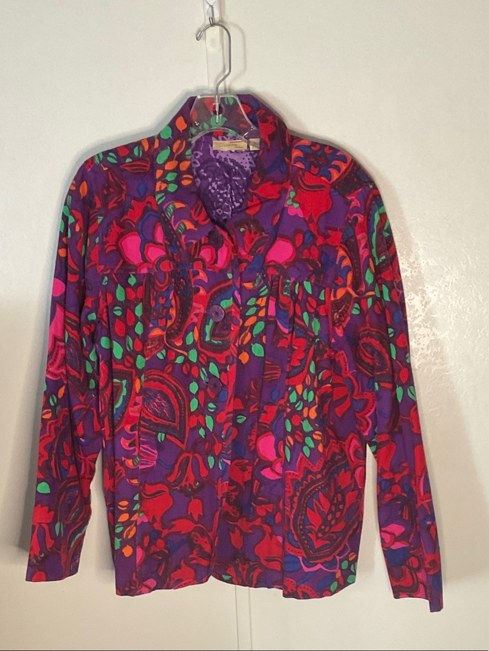 Choices Purple Red Pink Floral Button-Front Jacket